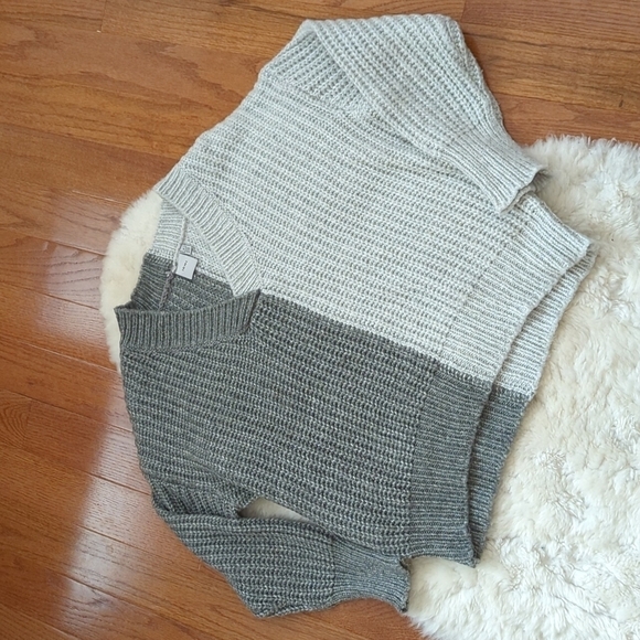 Ichi Colour Block Grey Knit V Neck Sweater Medium - Picture 4 of 9